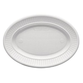 Prato Plastico PS Oval Raso Branco (100 Unidades)