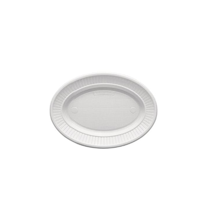 Prato Plastico PS Oval Raso Branco (100 Unidades)