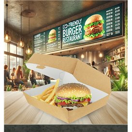 Caixa de Cartão Hamburguer Kraft Gigante 23x17,5x8cm (175 Uds)