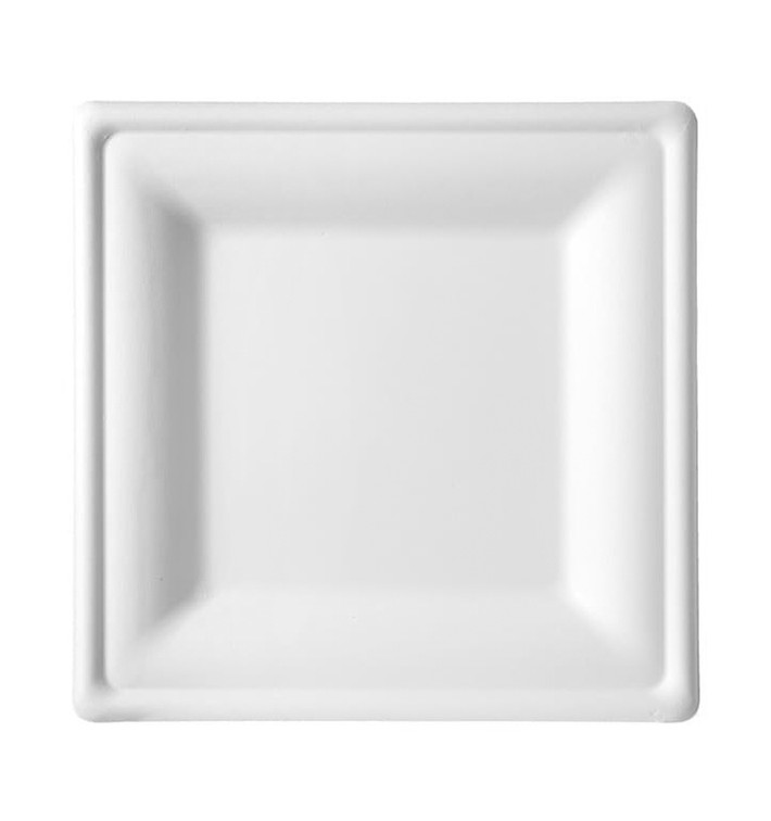 Prato Quadrado Cana-de-açúcar Branco 26x26cm (40 Uds) Prato Quadrado Cana-de-açúcar Branco 26x26cm (40 Uds)