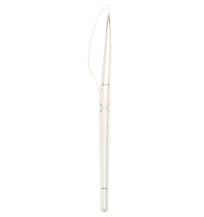 Faca de Plastico Grande PS Transparente 170mm (100 Uds) Faca de Plastico Grande PS Transparente 170mm (100 Uds)