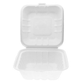 Embalagem Cana-de-açúcar Branco 150x150x80mmm (50 Uds)