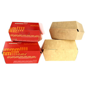 Caixa Cartão Hamburguer Kraft XXL 14,5x14,5x8 cm (400 Uds)