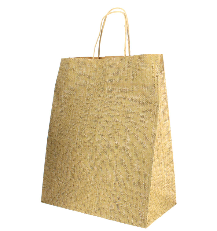 Saco Papel Kraft Natural Asas 80g 26+14x32cm (50 Uds)