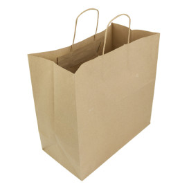 Saco Papel Kraft Marrom Asas 100g 35+15x30cm (25 Uds)