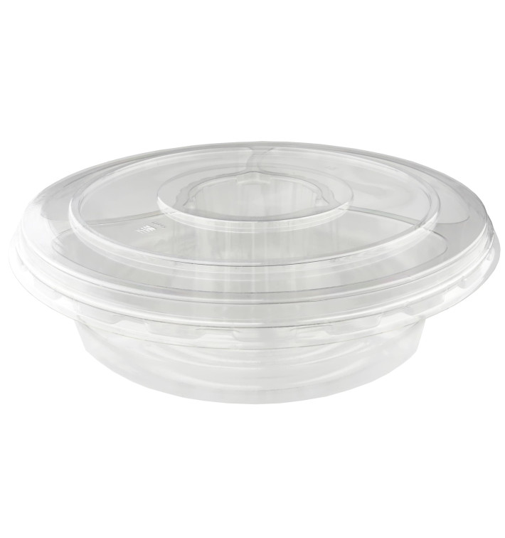 Tigela de Plastico PET 4C + tampas Ø26x7cm (100 Uds) Tigela de Plastico PET 4C + tampas Ø26x7cm (100 Uds)