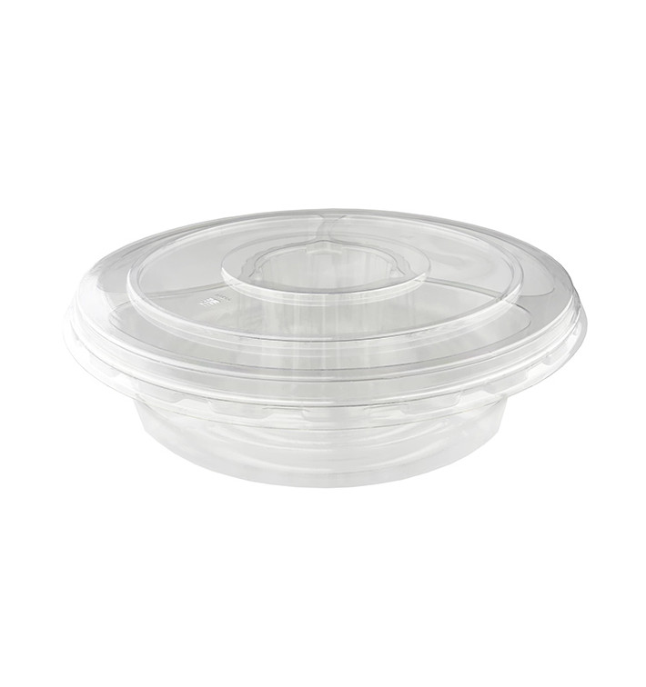 Tigela de Plastico PET 5C + tampas Ø26x7cm (100 Uds) Tigela de Plastico PET 5C + tampas Ø26x7cm (100 Uds)