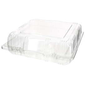 Embalagem Tampa Bisagra PET Pasteleria 18x18x6cm (20 Uds)