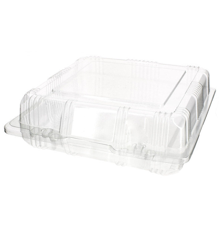 Embalagem Tampa Bisagra PET Pasteleria 18x18x6cm (20 Uds) Embalagem Tampa Bisagra PET Pasteleria 18x18x6cm (20 Uds)