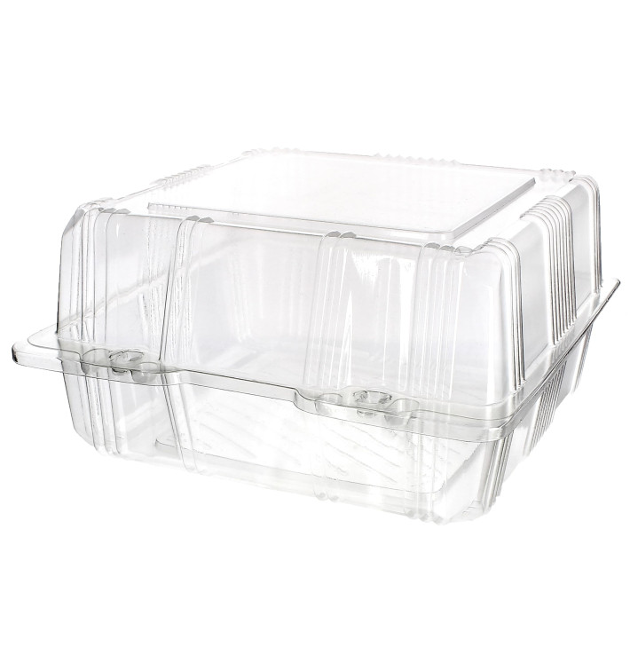 Embalagem Tampa Bisagra PET Pasteleria 18x18x10cm (20 Uds)