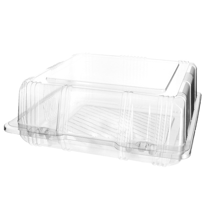 Embalagem Tampa Bisagra PET Pasteleria 20x20x8cm (20 Uds) Embalagem Tampa Bisagra PET Pasteleria 20x20x8cm (20 Uds)