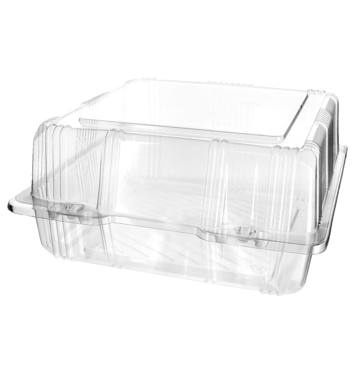 Embalagem Tampa Bisagra PET Pasteleria 20x20x10cm (220 Uds) Embalagem Tampa Bisagra PET Pasteleria 20x20x10cm (220 Uds)