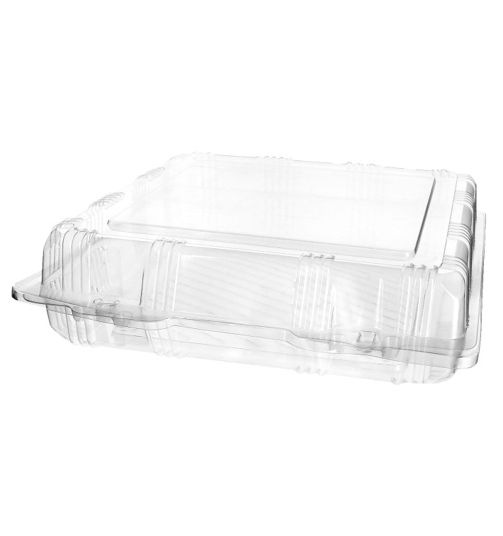 Embalagem Tampa Bisagra PET Pasteleria 22x22x6cm (220 Uds) Embalagem Tampa Bisagra PET Pasteleria 22x22x6cm (220 Uds)