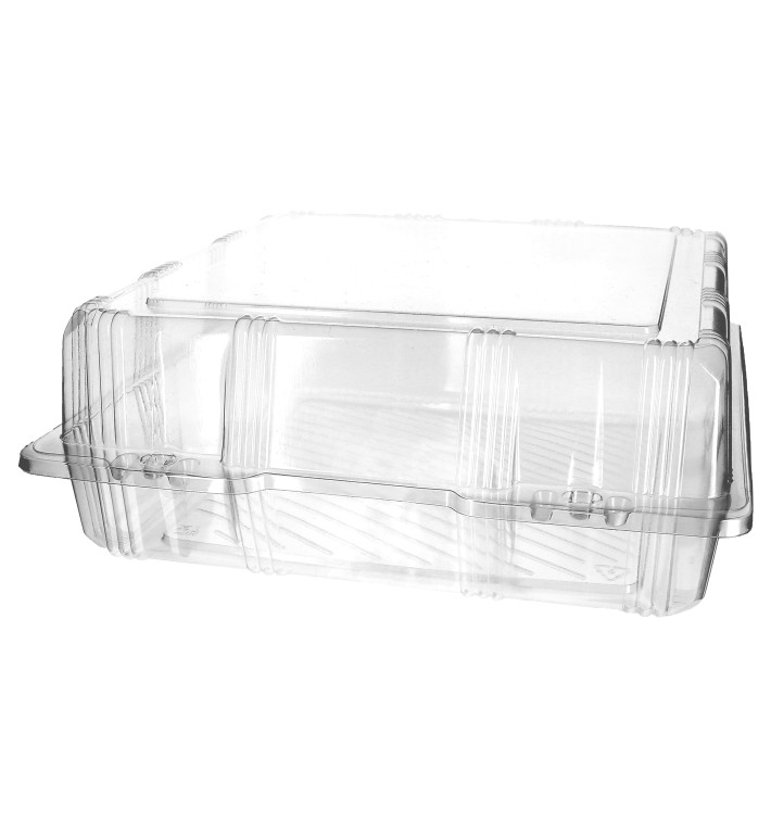 Embalagem Tampa Bisagra PET Pasteleria 25x25x10cm (220 Uds) Embalagem Tampa Bisagra PET Pasteleria 25x25x10cm (220 Uds)