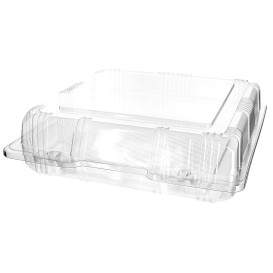 Embalagem Tampa Bisagra PET Pasteleria 20x20x6cm (220 Uds)