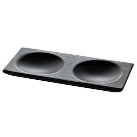 Prato Degustação de Bambu 2C Preto 12x6cm (12 Uds)