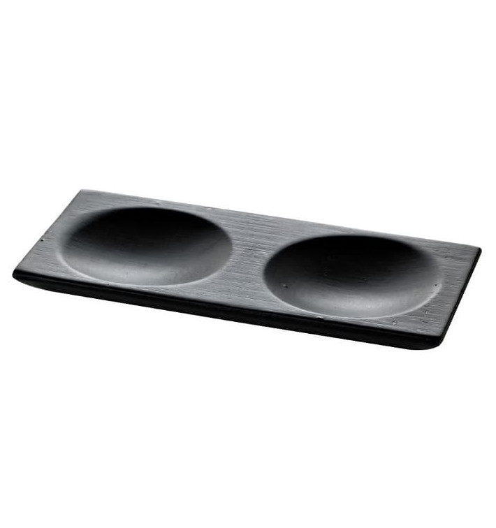 Prato Degustação de Bambu 2C Preto 12x6cm (96 Uds) Prato Degustação de Bambu 2C Preto 12x6cm (96 Uds)