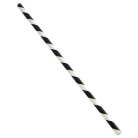 Palhinha Direita Papel Preto e Branco Ø6mm 21cm (3000 Uds)