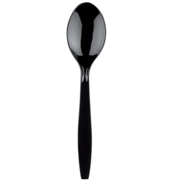 Colher de Plástico Premium PS Preto 190mm (50 Uds) Colher de Plástico Premium PS Preto 190mm (50 Uds)