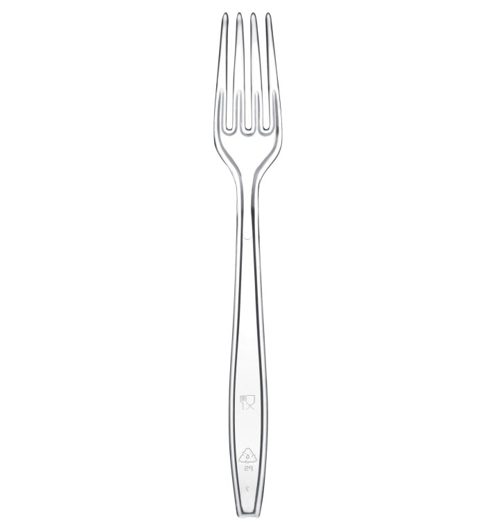 Garfo de Plástico Premium PS Transparente 190mm (50 Uds) Garfo de Plástico Premium PS Transparente 190mm (50 Uds)