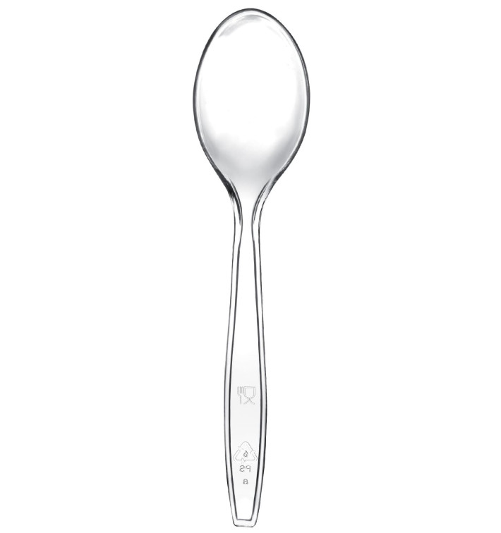 Colher de Plástico Premium PS Transparente 190mm (50 Uds) Colher de Plástico Premium PS Transparente 190mm (50 Uds)
