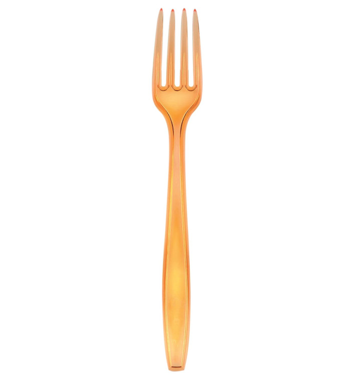 Garfo de Plástico PS Premium Laranja 190mm (50 Uds) Garfo de Plástico PS Premium Laranja 190mm (50 Uds)