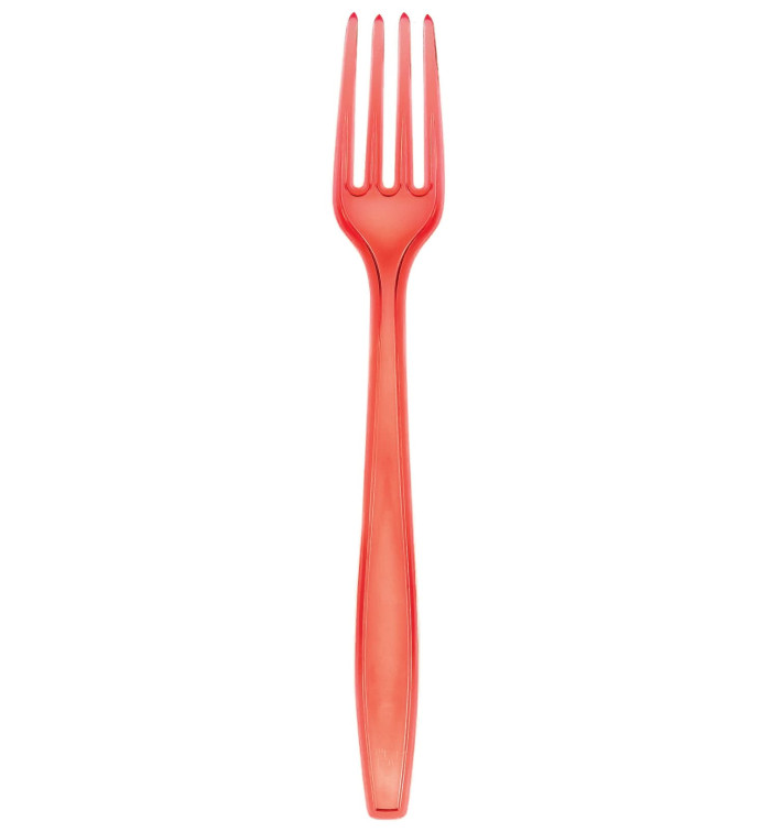 Garfo de Plástico PS Premium Vermelho 190mm (1000 Uds) Garfo de Plástico PS Premium Vermelho 190mm (1000 Uds)