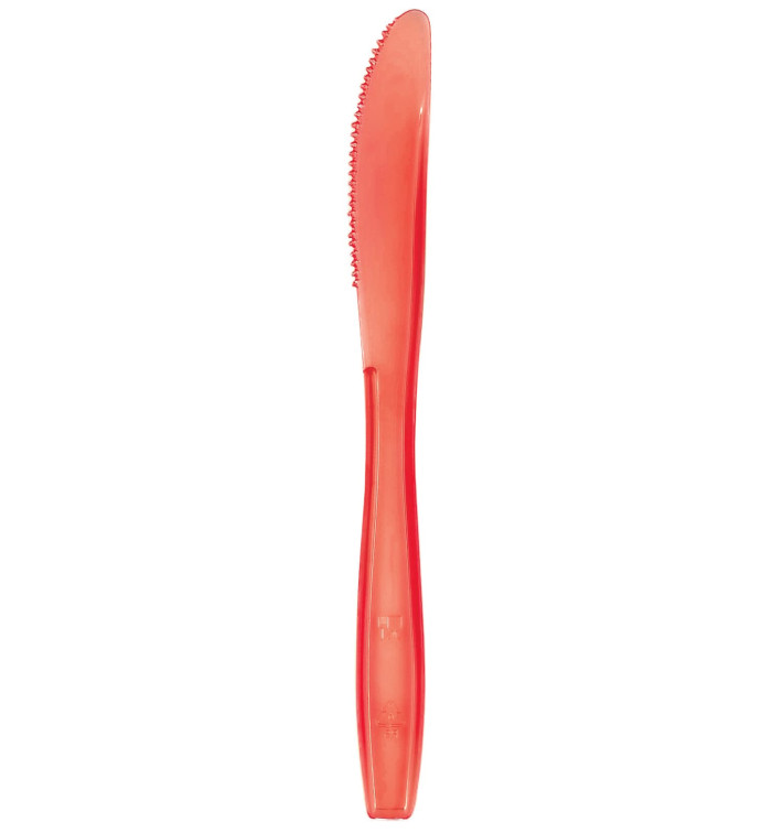 Faca de Plástico PS Premium Vermelho 190mm (1000 Uds) Faca de Plástico PS Premium Vermelho 190mm (1000 Uds)