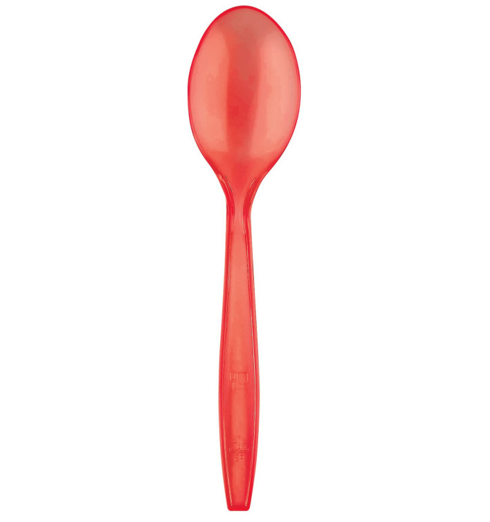 Colher de Plástico PS Premium Vermelho 190mm (1000 Uds) Colher de Plástico PS Premium Vermelho 190mm (1000 Uds)