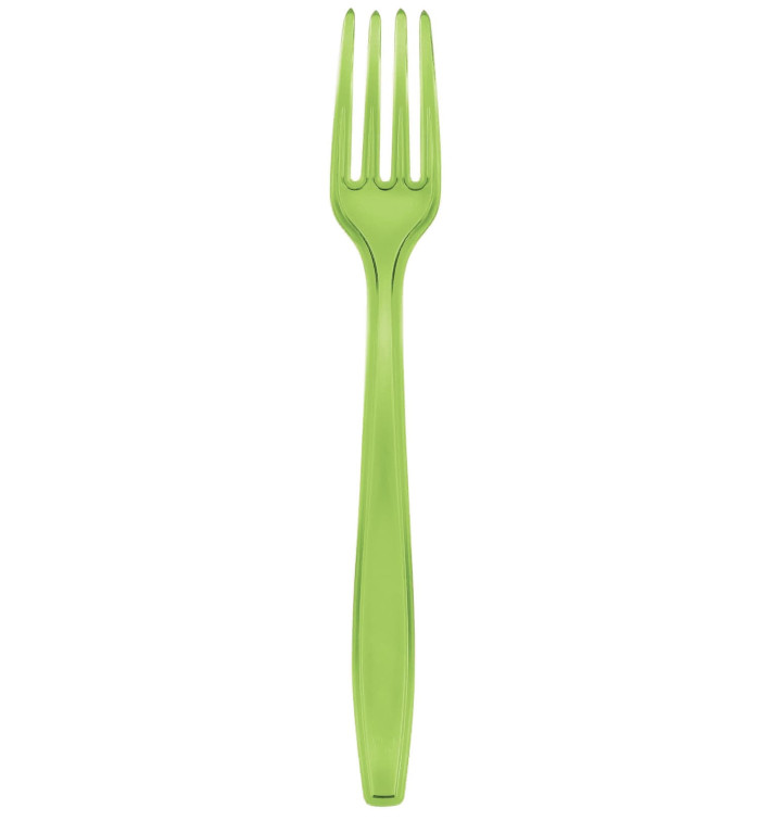 Garfo de Plástico PS Premium Verde Lima 190mm (50 Uds) Garfo de Plástico PS Premium Verde Lima 190mm (50 Uds)