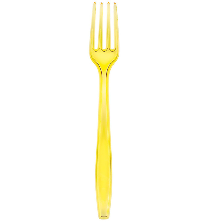 Garfo de Plástico PS Premium Amarelo 190mm (50 Uds) Garfo de Plástico PS Premium Amarelo 190mm (50 Uds)