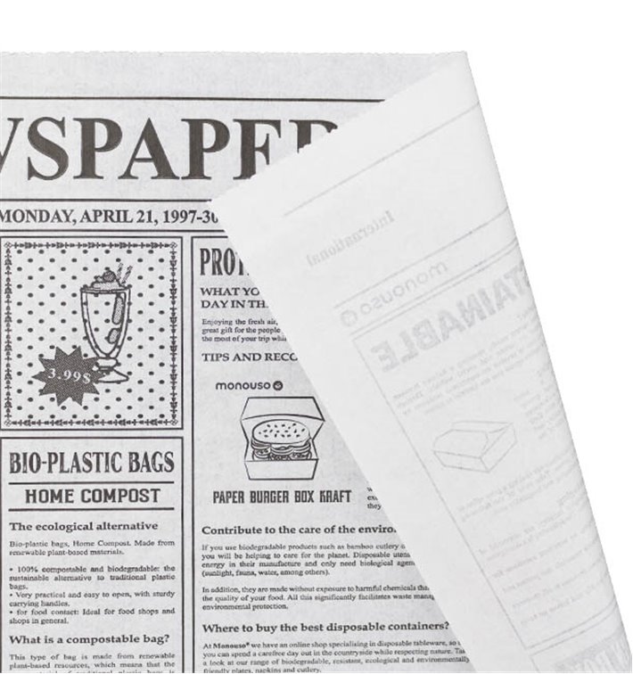Papel Anti-Gordura "Periodico" 28x31cm (1000 Unidades) Papel Anti-Gordura "Periodico" 28x31cm (1000 Unidades)