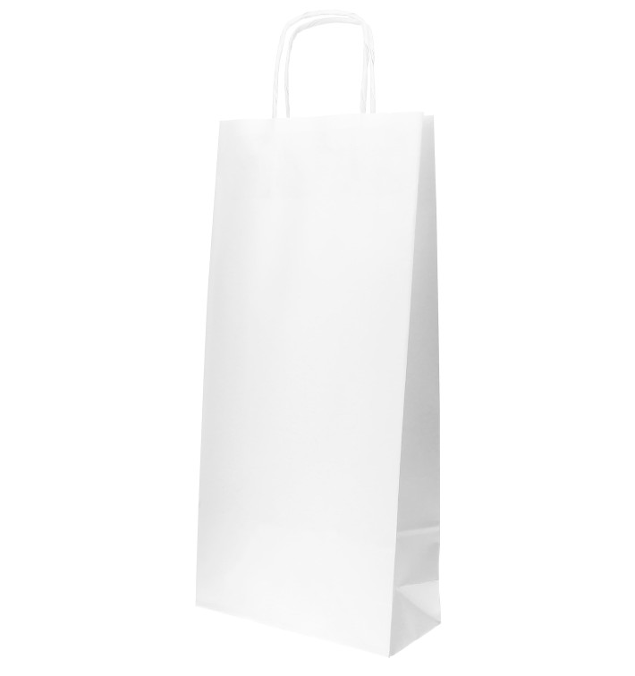 Saco Papel Branco porta Garrafas 18+8x39cm (50 Uds) Saco Papel Branco porta Garrafas 18+8x39cm (50 Uds)