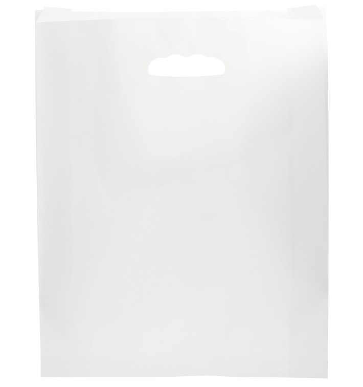 Saco Papel Branco Asas Vazadas 70g 41+10x42cm (250 Uds) Saco Papel Branco Asas Vazadas 70g 41+10x42cm (250 Uds)