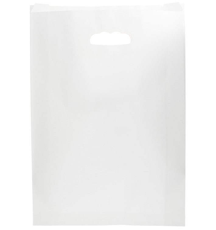 Saco Papel Branco Asas Vazadas 70g 31+8x42cm (50 Uds)