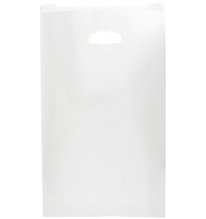 Saco Papel Branco Asas Vazadas 70g 24+7x37cm (50 Uds) Saco Papel Branco Asas Vazadas 70g 24+7x37cm (50 Uds)