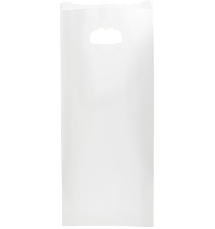 Saco Papel Branco Asas Vazadas 60g 18+6x32cm (50 Uds) Saco Papel Branco Asas Vazadas 60g 18+6x32cm (50 Uds)