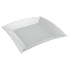 Prato Quadrado Cana-de-açúcar Branco Nice 23x23cm (50 Uds)