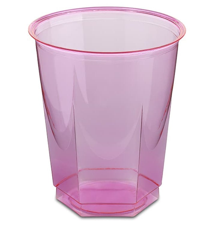 Copo Plastico Hexagonal PS Cristal Fucsia 250ml (10 Uds)