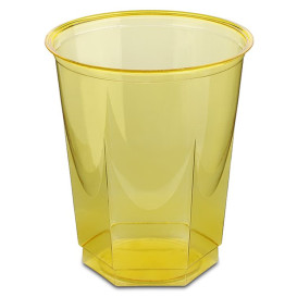 Copo Plastico Hexagonal PS Cristal Amarelo 250ml (250 Uds)