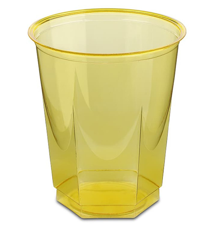 Copo Plastico Hexagonal PS Cristal Amarelo 250ml (250 Uds) Copo Plastico Hexagonal PS Cristal Amarelo 250ml (250 Uds)