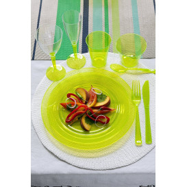 Prato Plastico Rigido Redondo Verde 26cm (6 Uds)