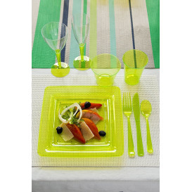 Prato Plástico Rigido Quadrado Verde 22,5x22,5cm (6 Uds)