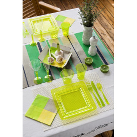 Prato Plástico Rigido Quadrado Verde 22,5x22,5cm (6 Uds)