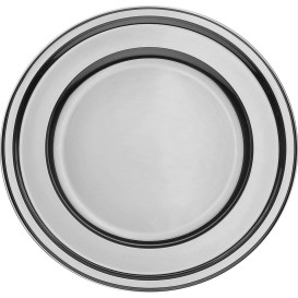 Prato Plastico PET Redondo Prata Ø23cm (6 Uds)