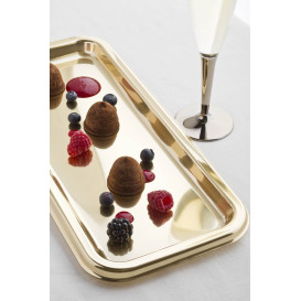Bandeja Plastico Luxo Retang.Ouro 35x16cm (5 Uds)