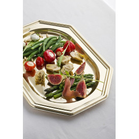 Bandeja Plastico Luxo Octog. Ouro 36x24 cm (5 Uds)