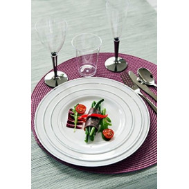 Prato Plástico Rigido Bordo Prata 26cm (20 Uds)