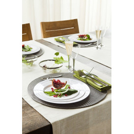 Prato Plástico Rigido Bordo Prata 26cm (20 Uds)