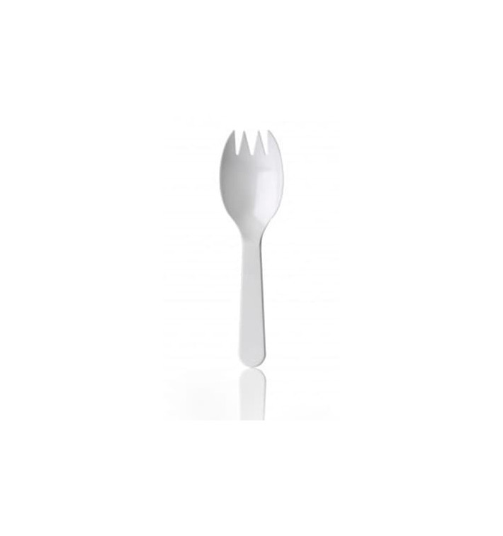 Garfo de Plástico SPORK PS Branco 98mm (1.000 Uds) Garfo de Plástico SPORK PS Branco 98mm (1.000 Uds)